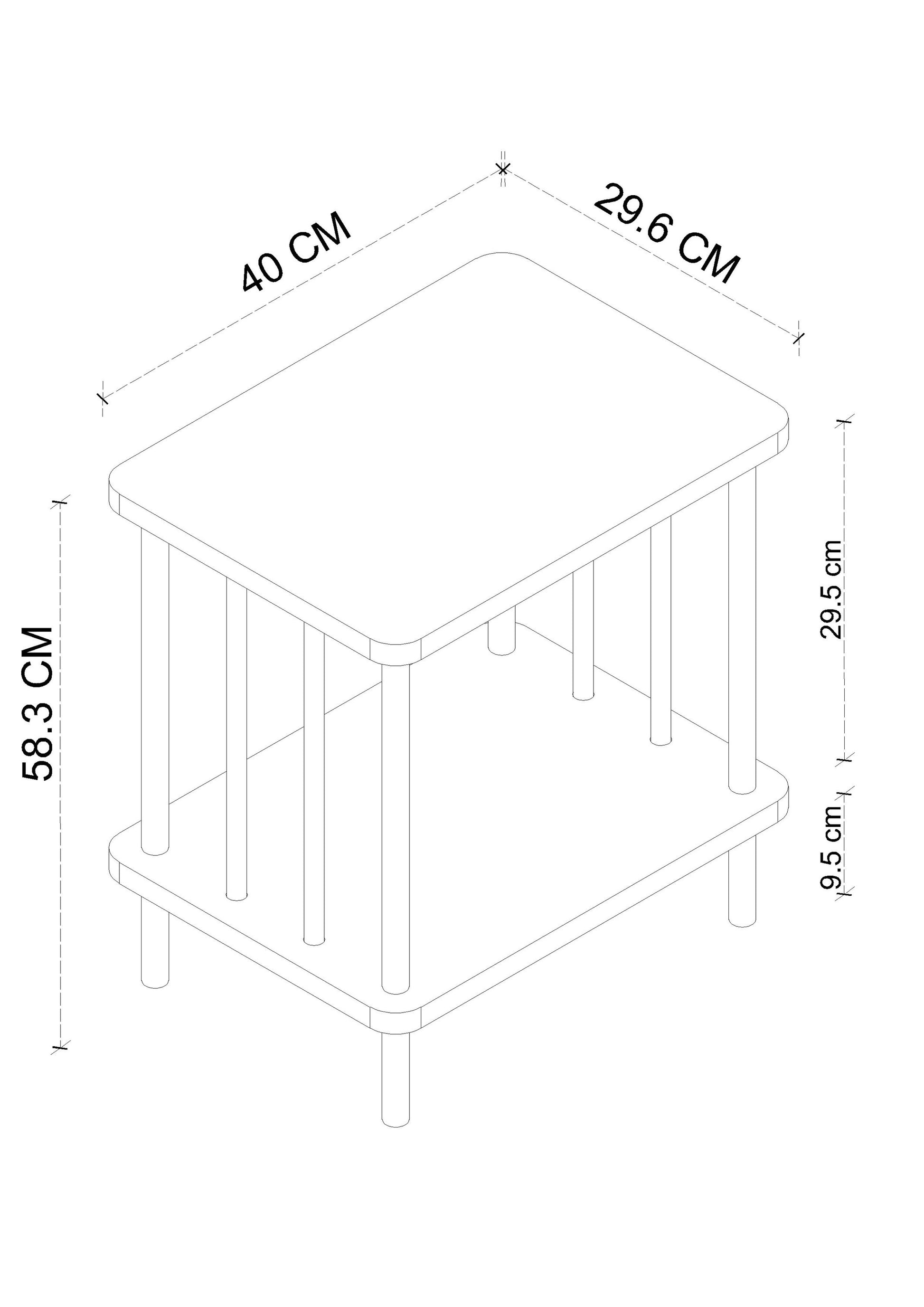 Uno Atlantik Çam Ahşap Dikdörtgen Çok Amaçlı Sehpa 2 Katlı