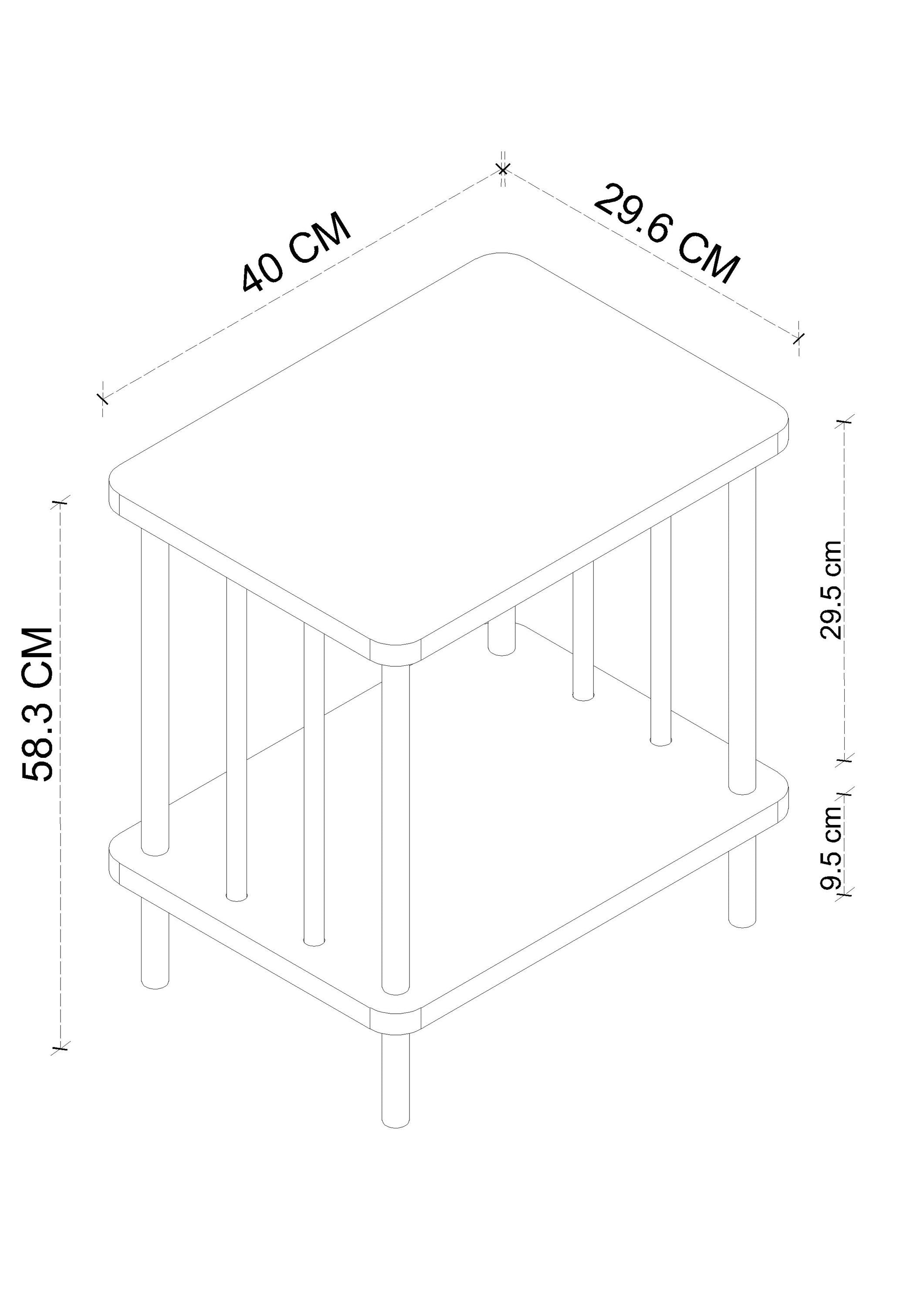 Uno Atlantik Çam Ahşap Dikdörtgen Çok Amaçlı Sehpa 2 Katlı
