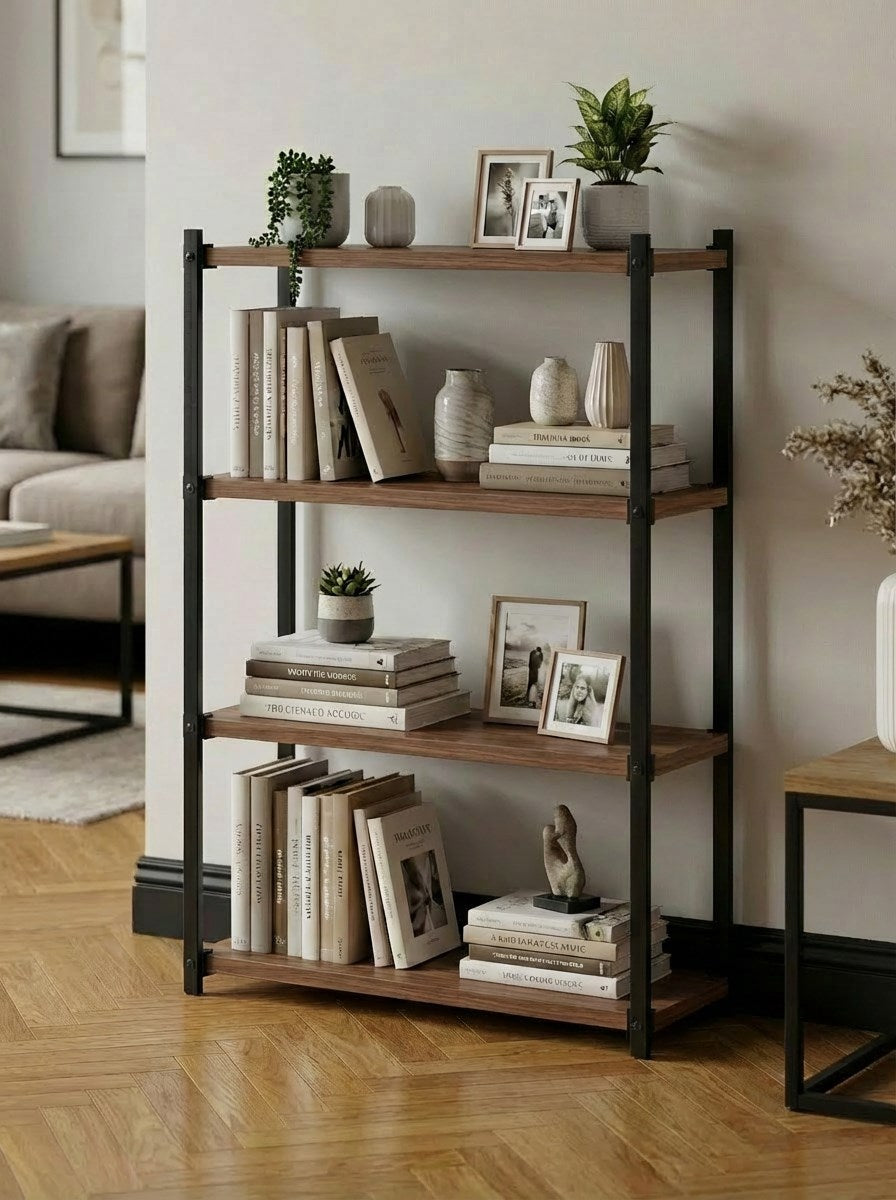 Orion 4 Raflı Metal Çok Amaçlı Kitaplık Tropik Ceviz