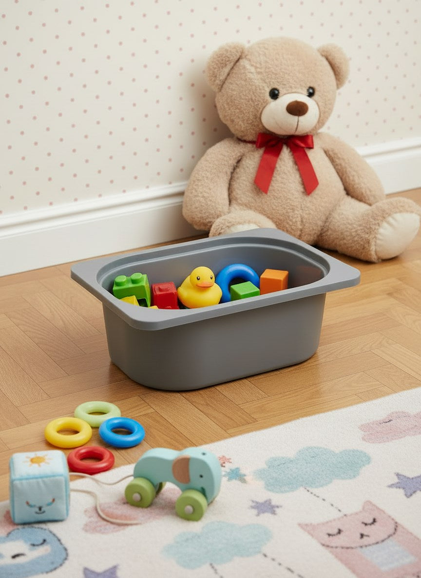 Gri Mini Saklama Sepeti, Çok Amaçlı Dolaplarla Uyumlu