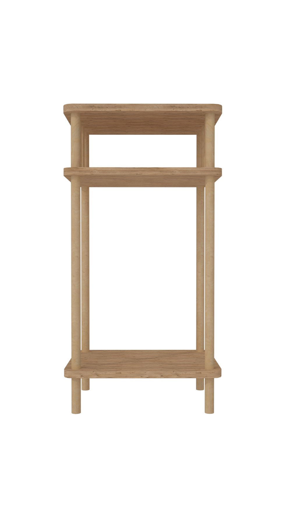 Duo Atlantik Çam Ahşap Dikdörtgen Çok Amaçlı Raf Yan Sehpa 3 Katlı