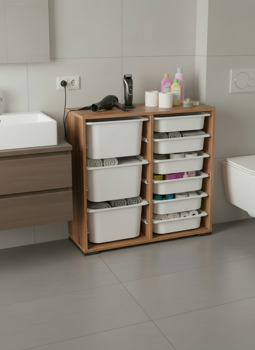 Carla 9 Sepetli Çok Amaçlı Oyuncak Dolabı Tropik Ceviz