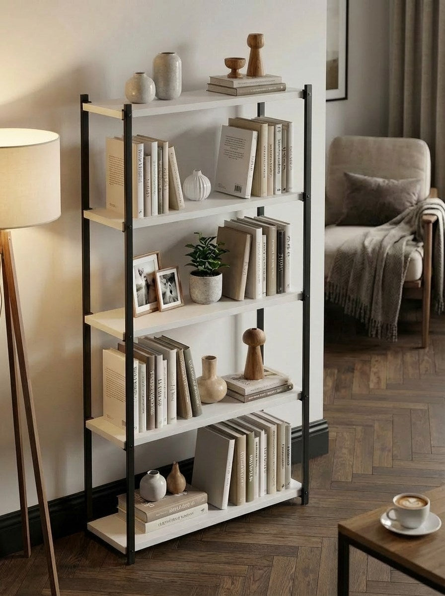 Orion 5 Raflı Metal Çok Amaçlı Kitaplık Beyaz