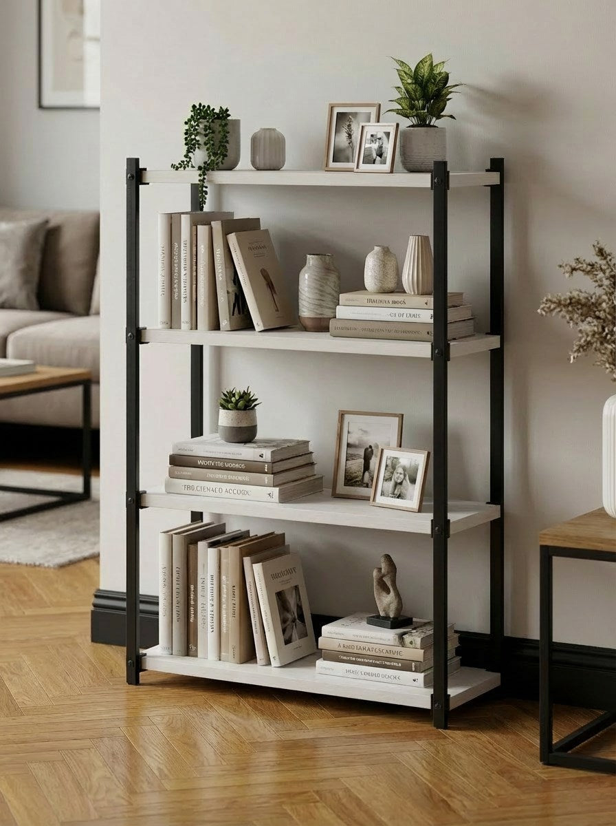 Orion 4 Raflı Metal Çok Amaçlı Kitaplık Beyaz