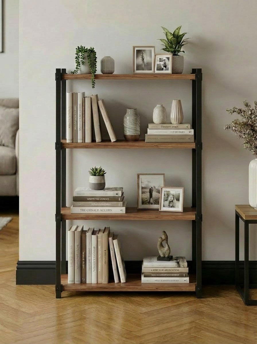 Orion 4 Raflı Metal Çok Amaçlı Kitaplık Tropik Ceviz