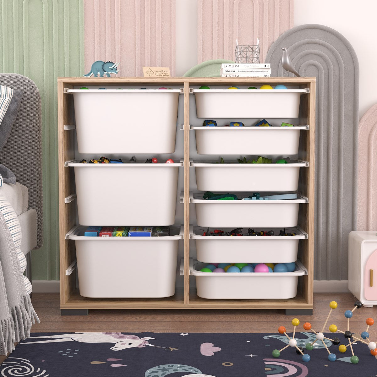 Carla 9 Sepetli Çok Amaçlı Oyuncak Dolabı Tropik Cevizshop_this_look_EcLGgQ