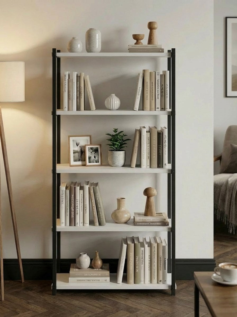 Orion 5 Raflı Metal Çok Amaçlı Kitaplık Beyaz